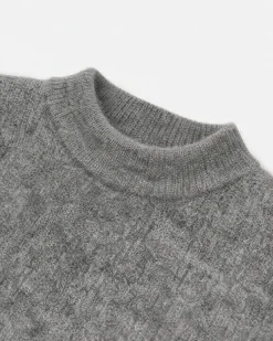 Pull col rond en mohair gris