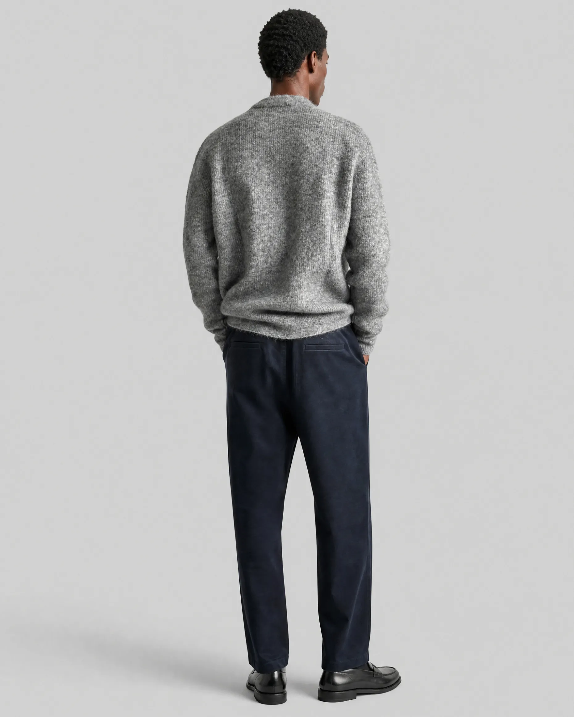 Pull col rond en mohair gris