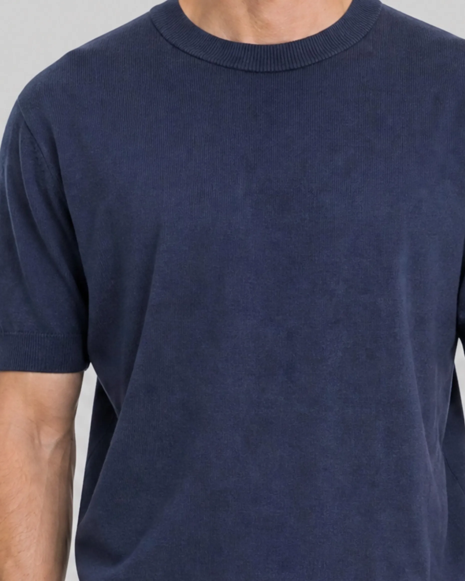 Pull col rond marine