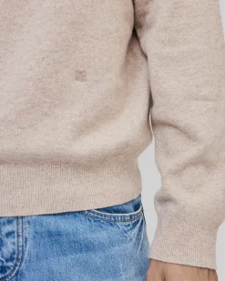 Pull col roulé en cachemire beige