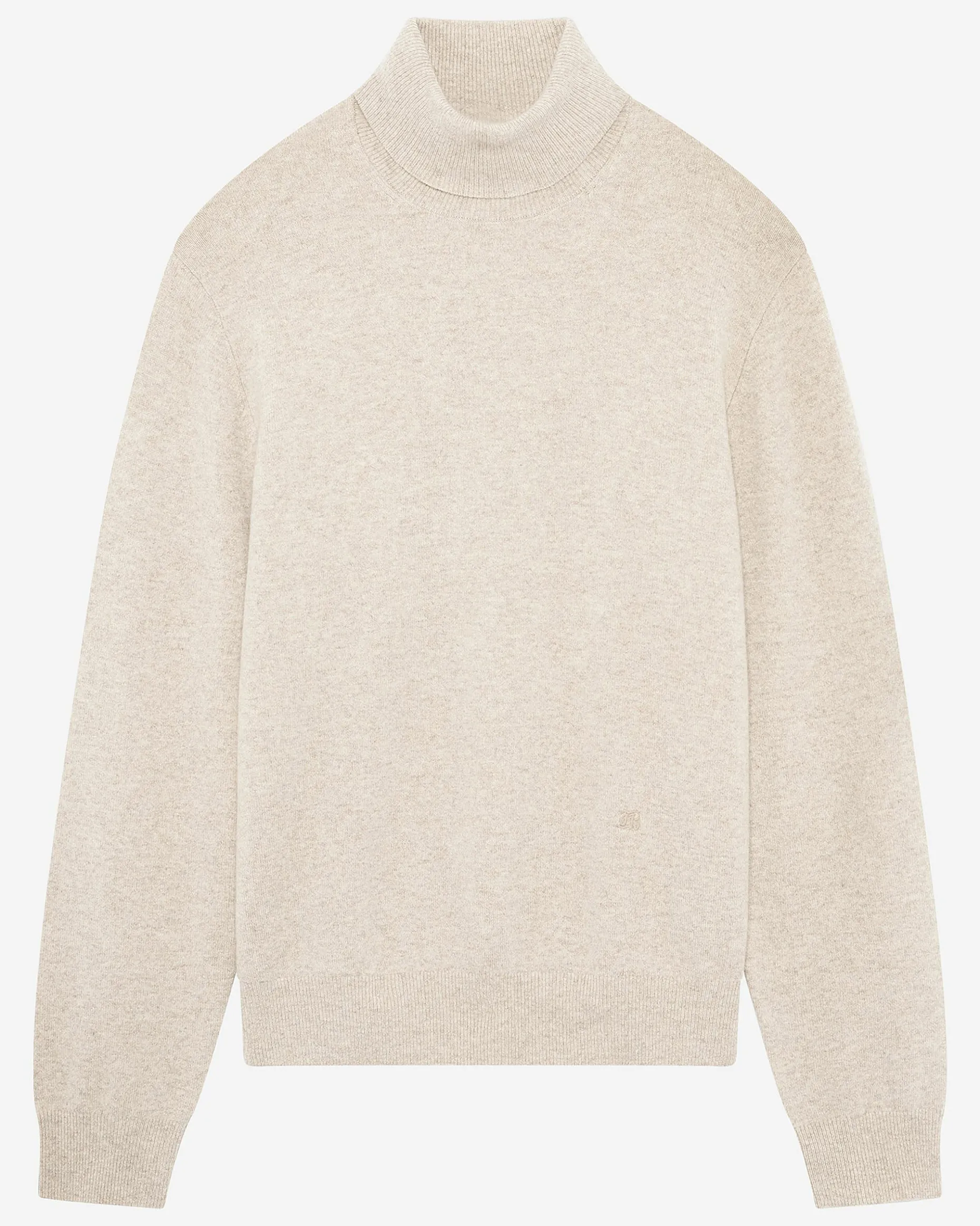 Pull col roulé en cachemire beige