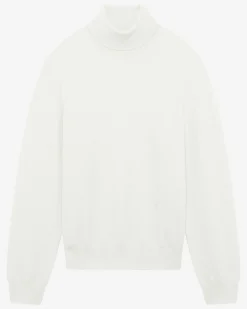 Pull col roulé en cachemire écru