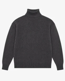 Pull col roulé en laine Mérinos gris