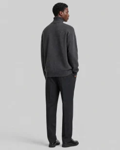 Pull col roulé en laine Mérinos gris