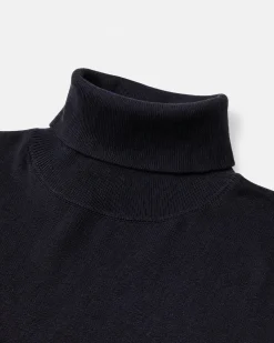 Pull col roulé en laine mérinos marine