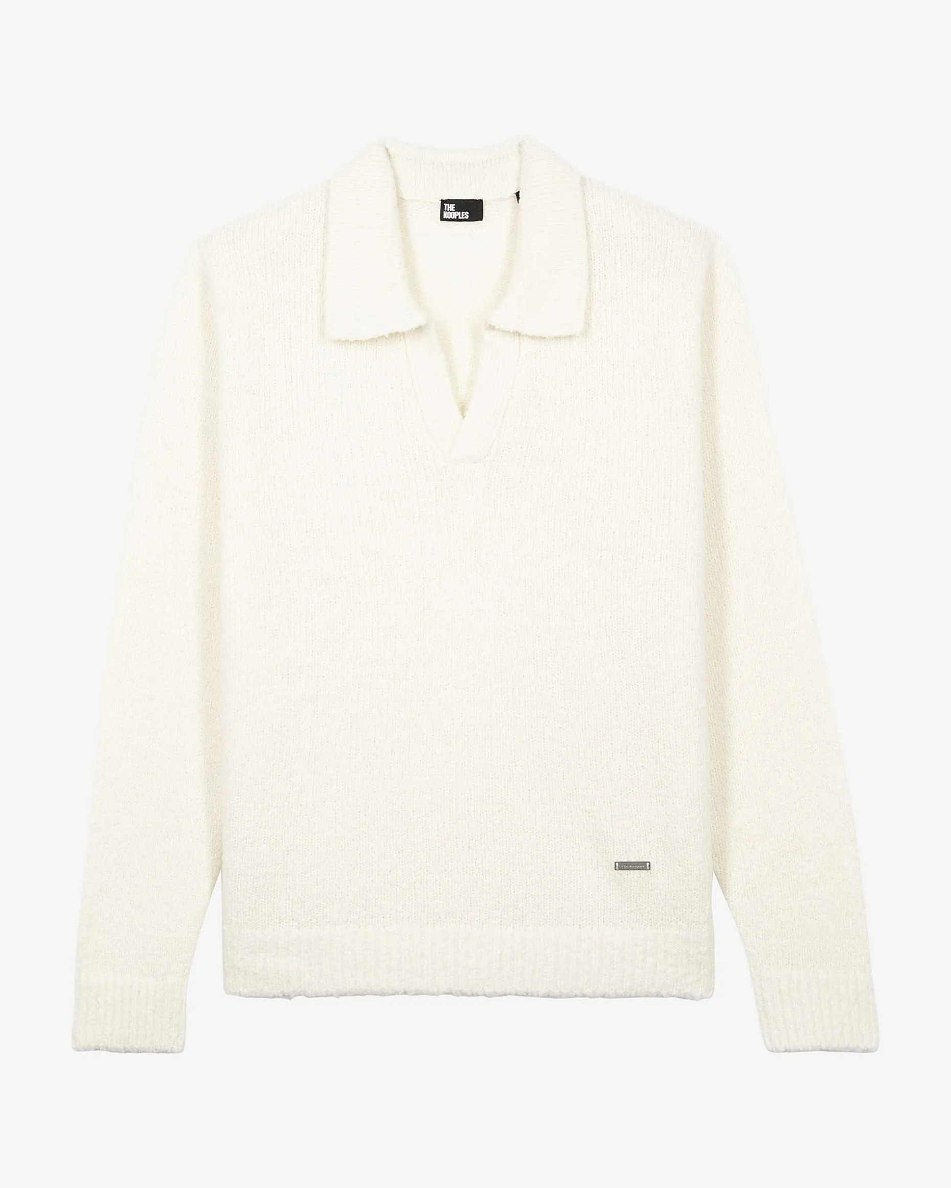 Pull col tunisien en laine beige