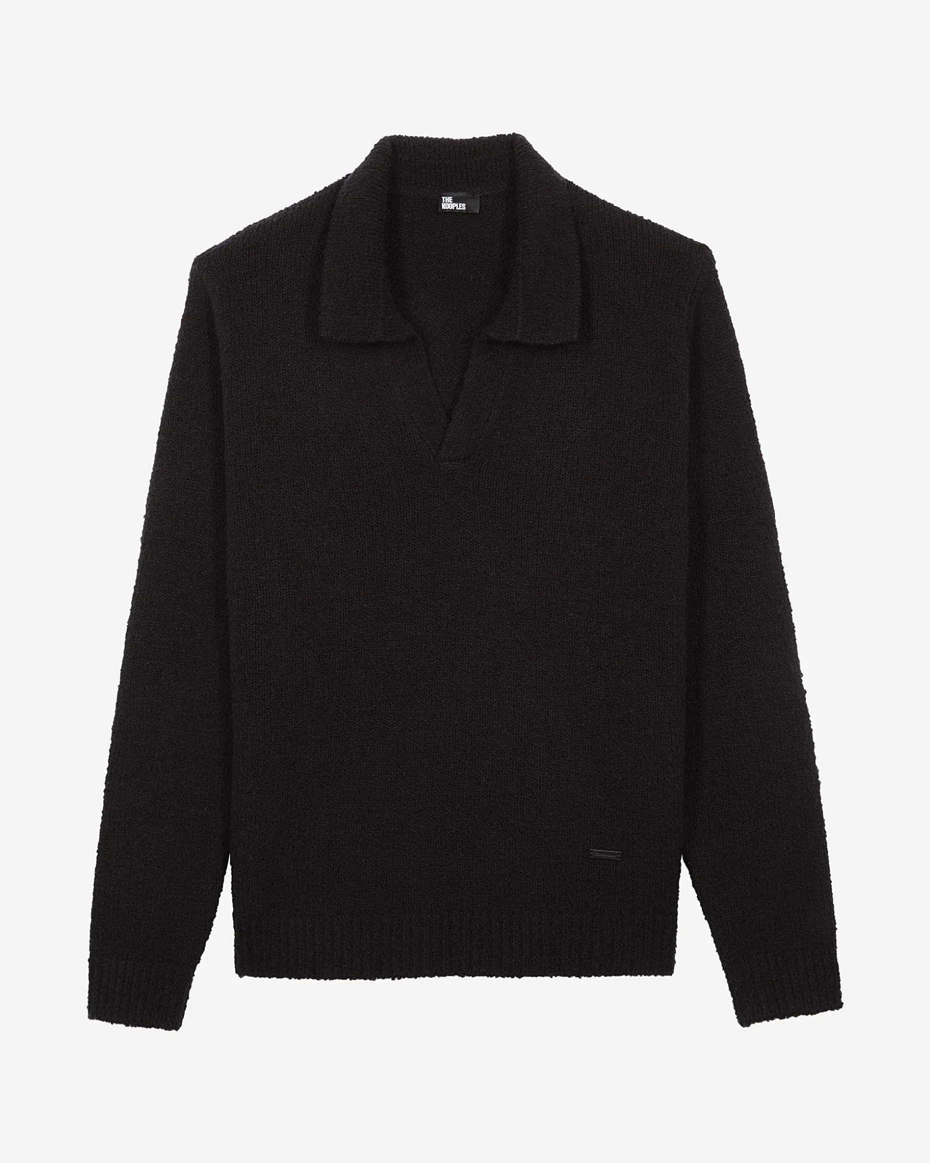 Pull col tunisien en laine noir