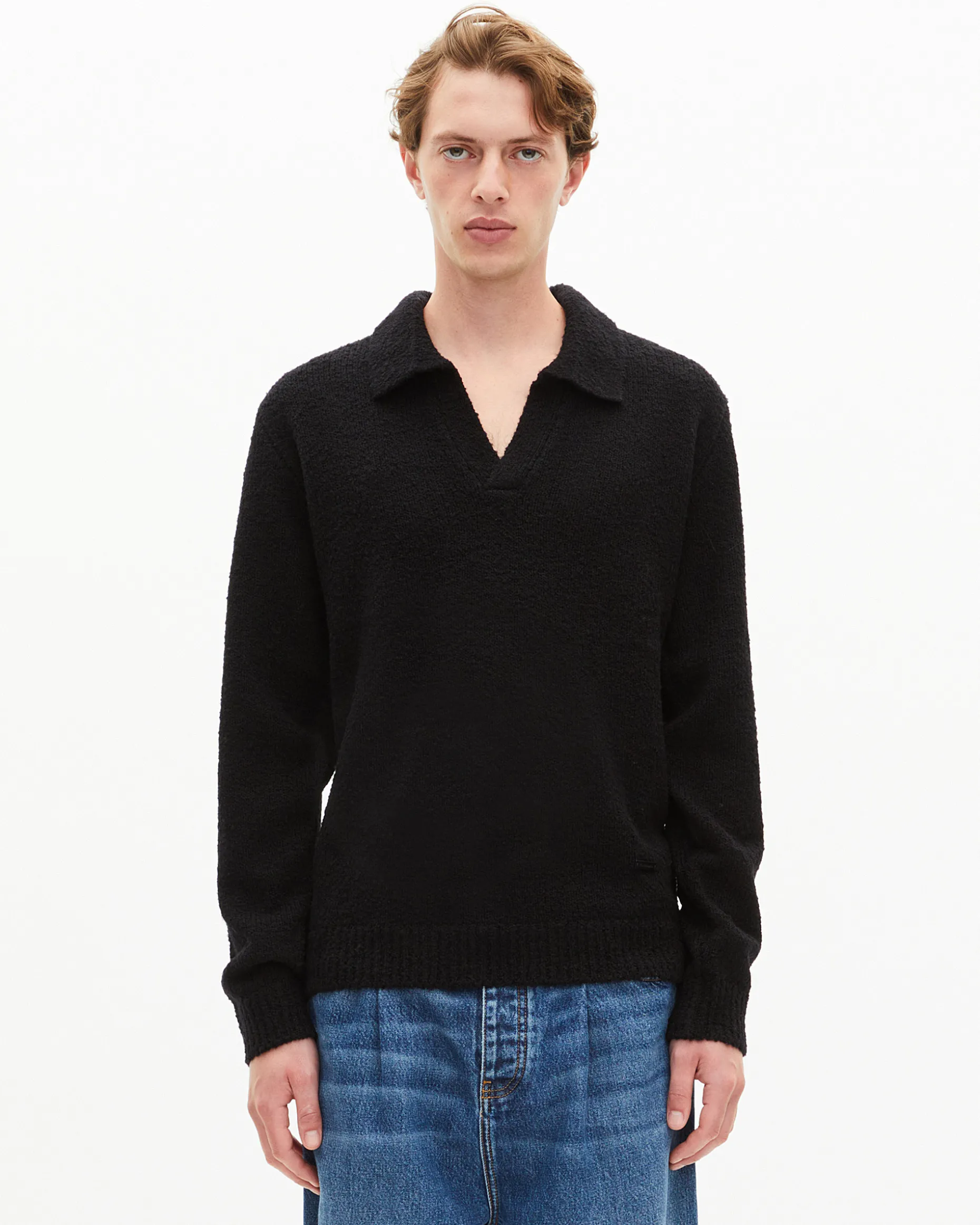 Pull col tunisien en laine noir