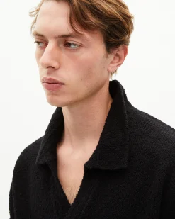 Pull col tunisien en laine noir