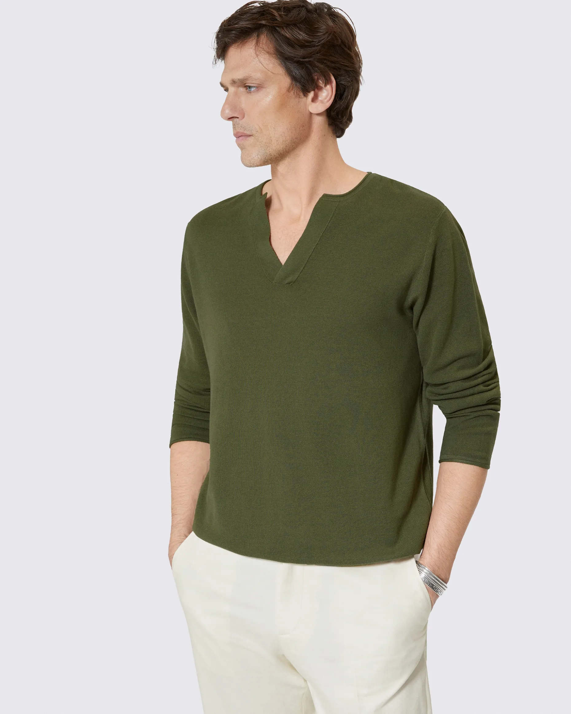 Pull col tunisien vert