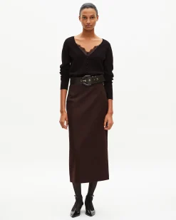 Pull effet trompe l'œil avec dentelle noir