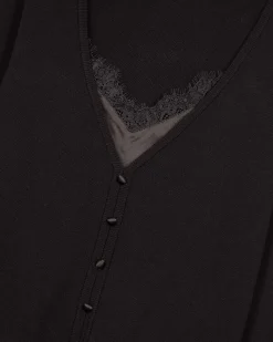 Pull effet trompe l'œil avec dentelle noir