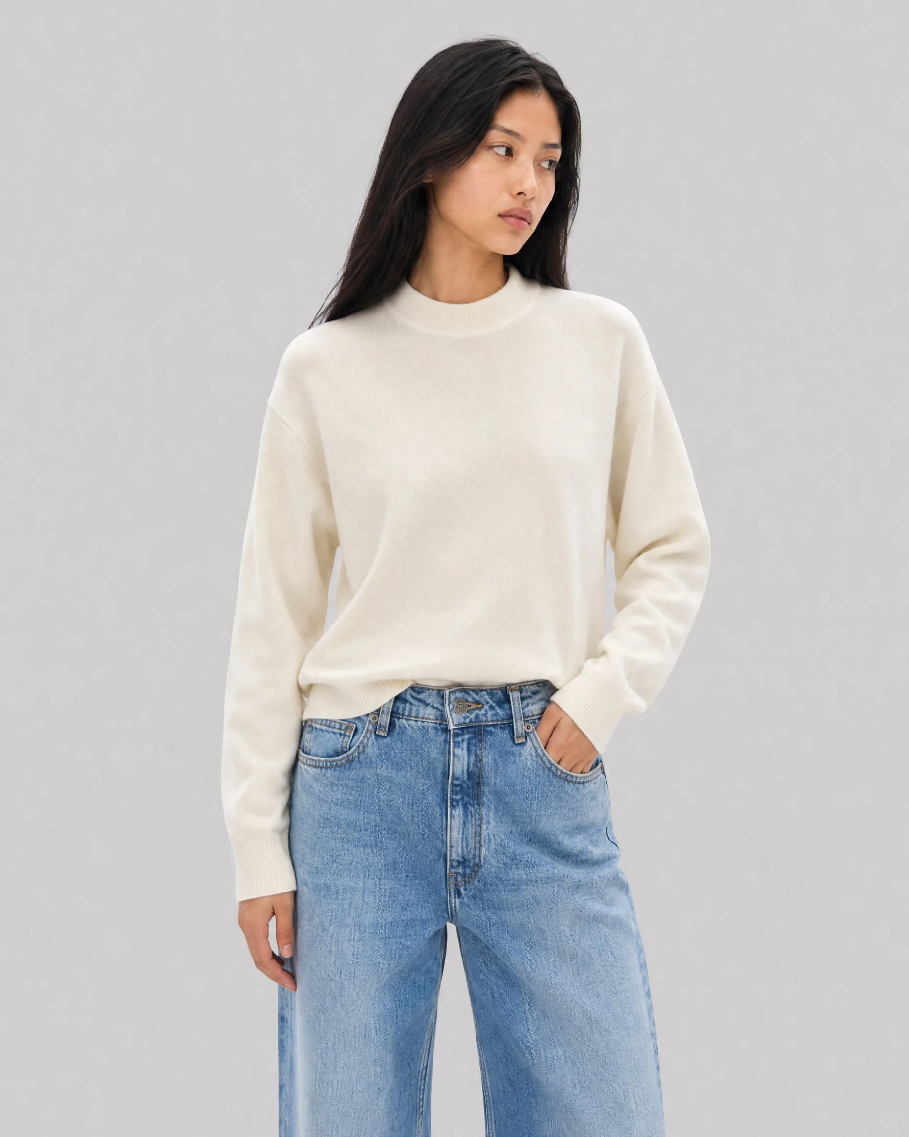 Pull en laine et cachemire ecru