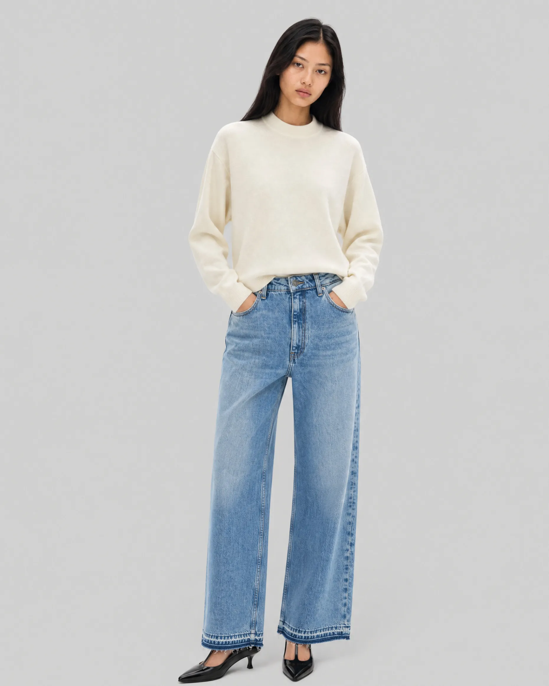 Pull en laine et cachemire ecru