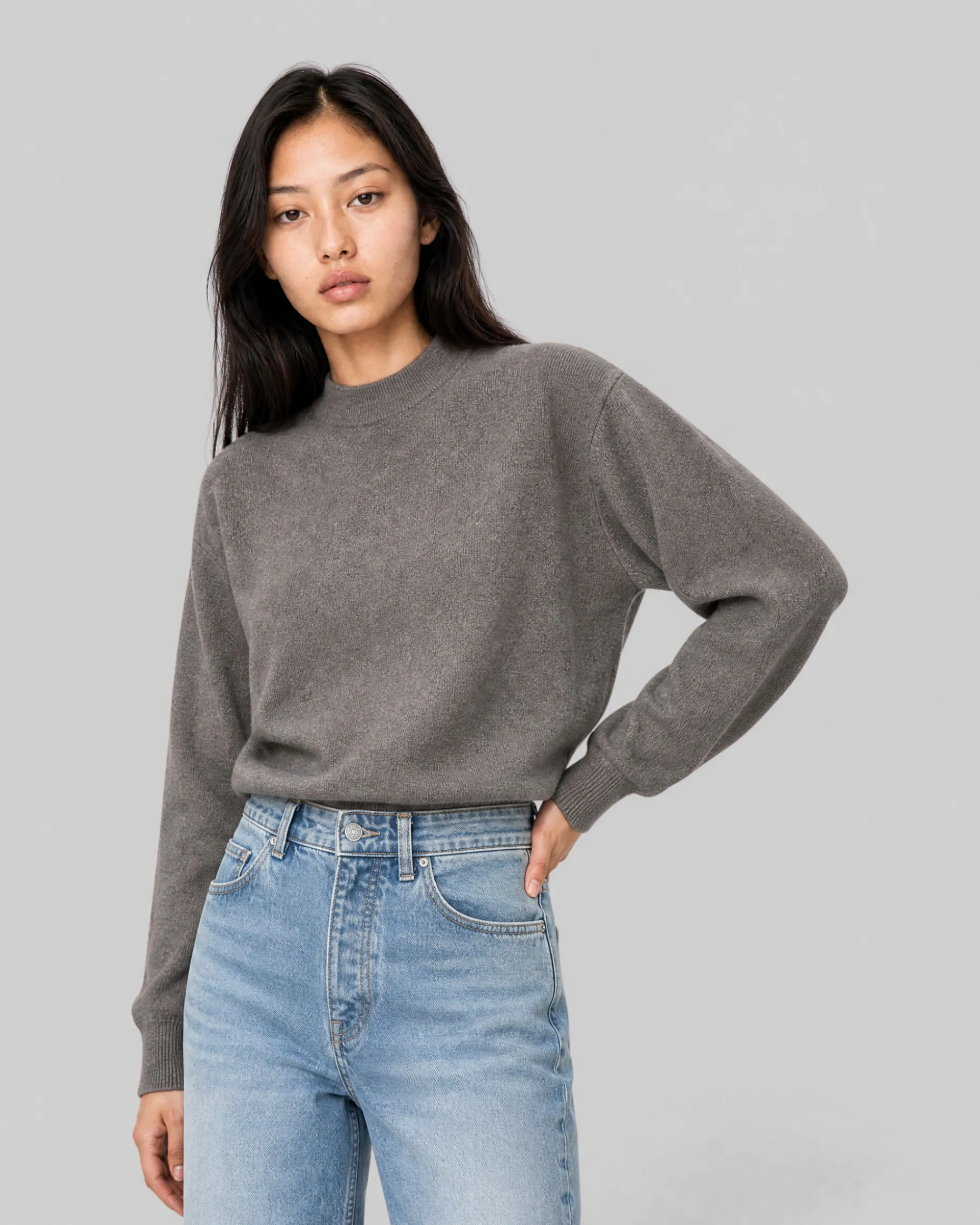 Pull en laine et cachemire marron