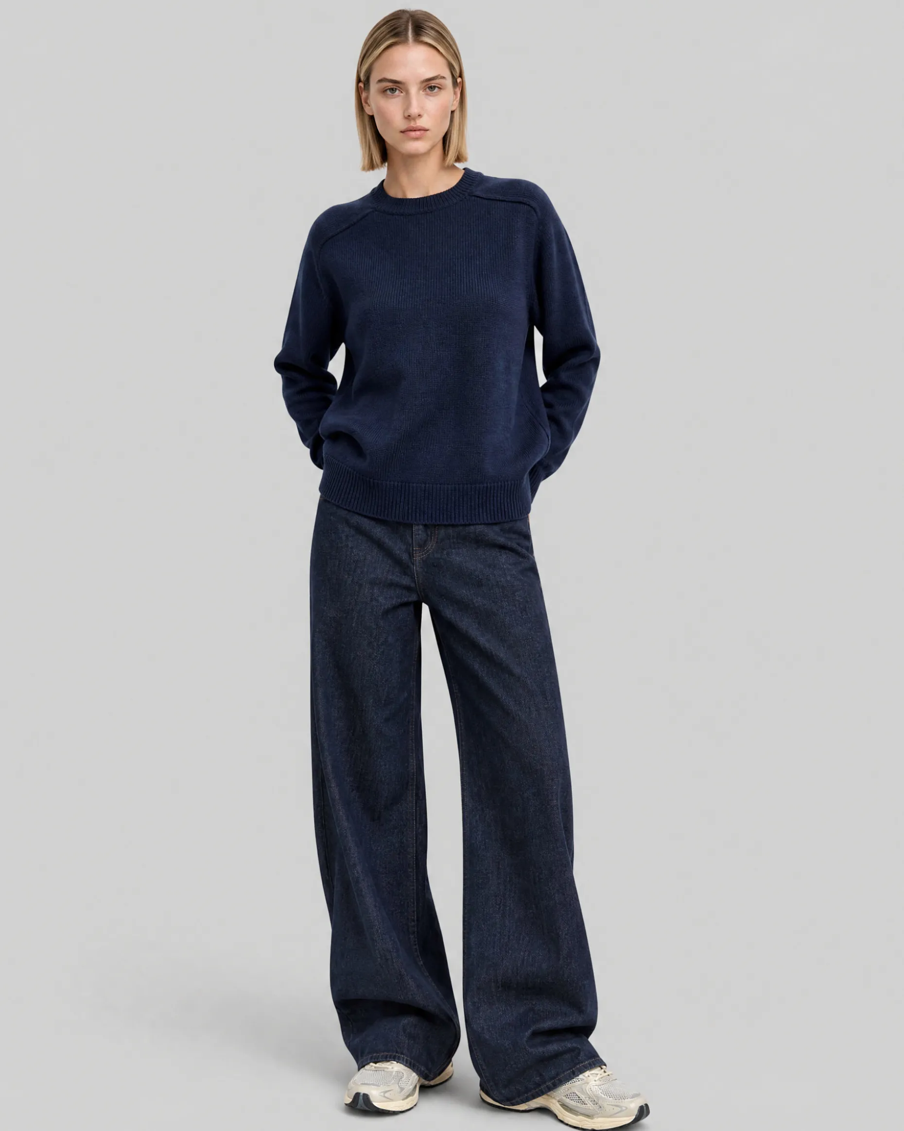 Pull en laine merinos marine