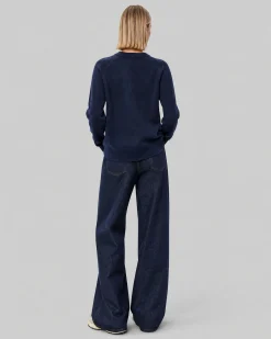 Pull en laine merinos marine