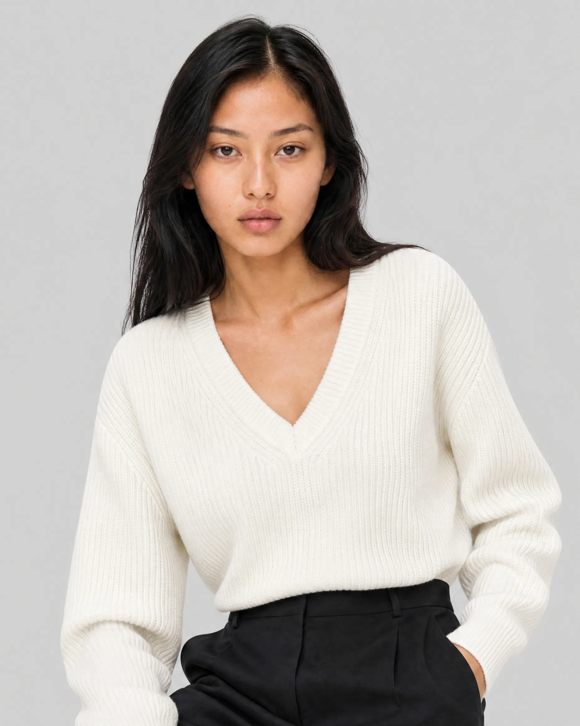 Pull en laine mérinos écru