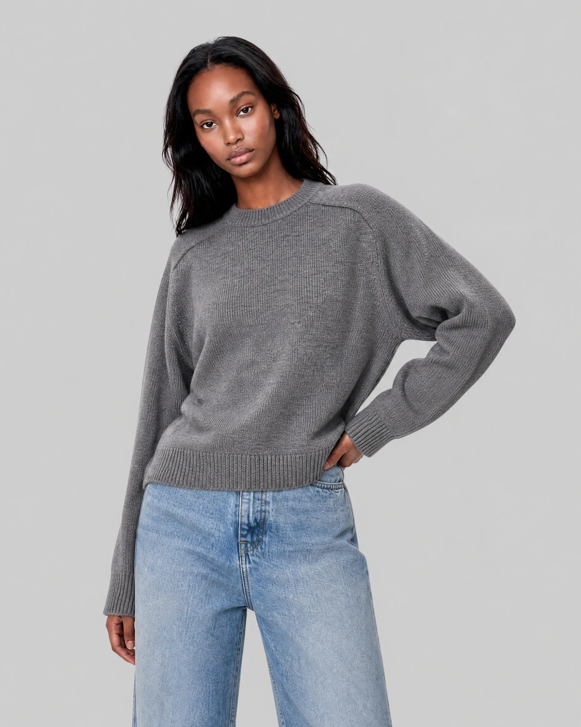 Pull en laine mérinos gris
