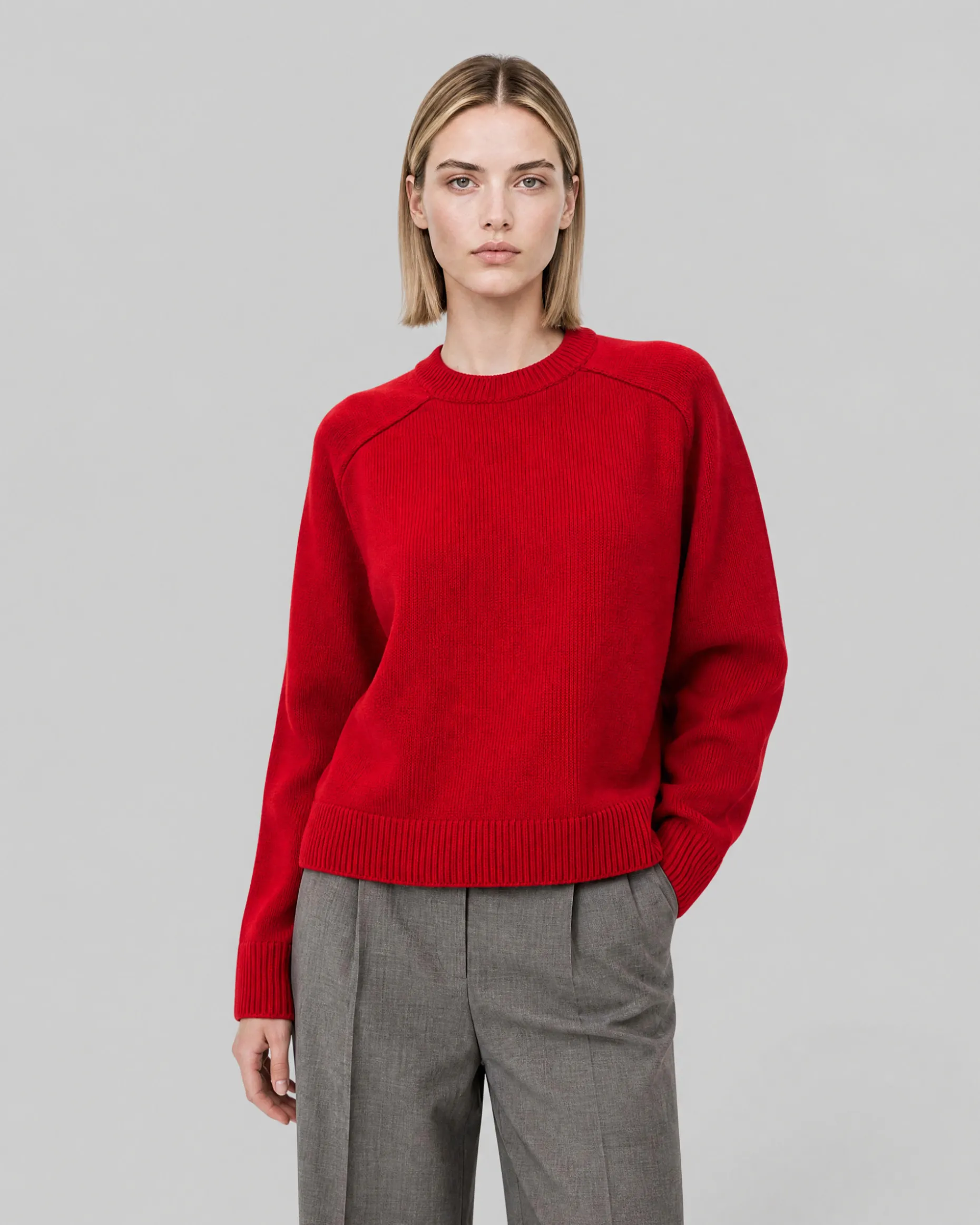 Pull en laine mérinos rouge