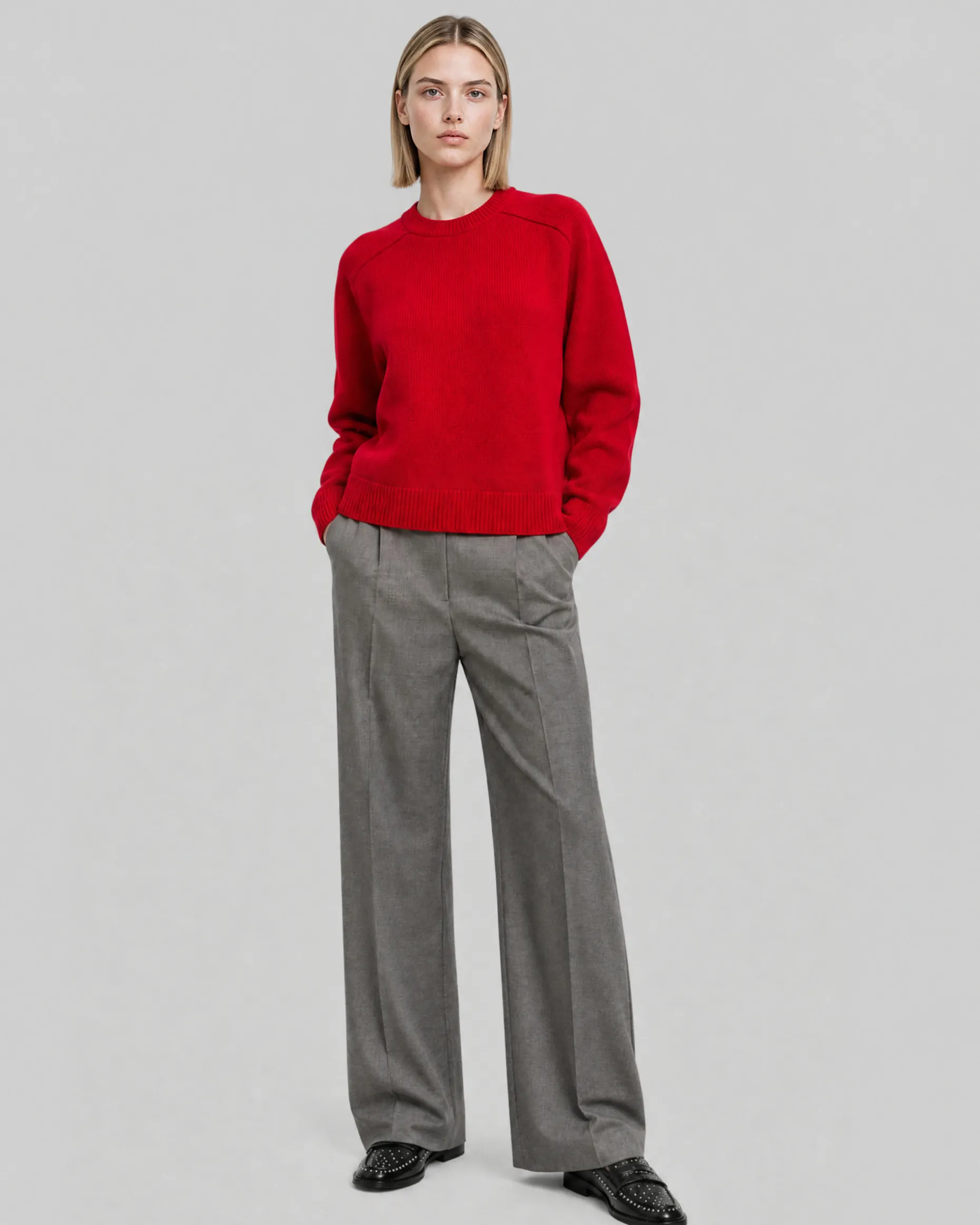 Pull en laine mérinos rouge