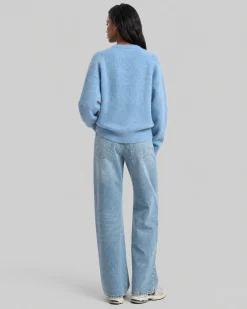 Pull en mohair mélangé bleu