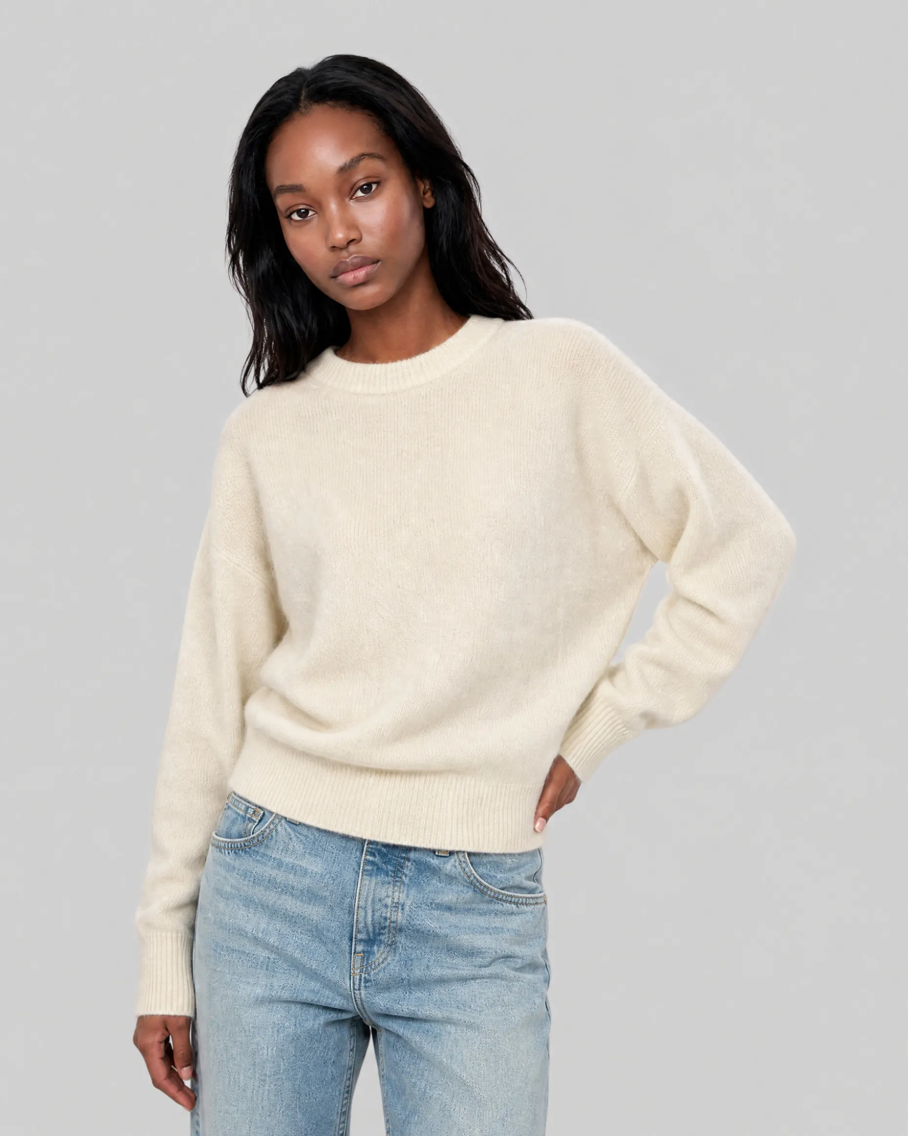 Pull en mohair mélangé ecru