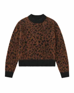 Pull en mohair mélangé motif léopard