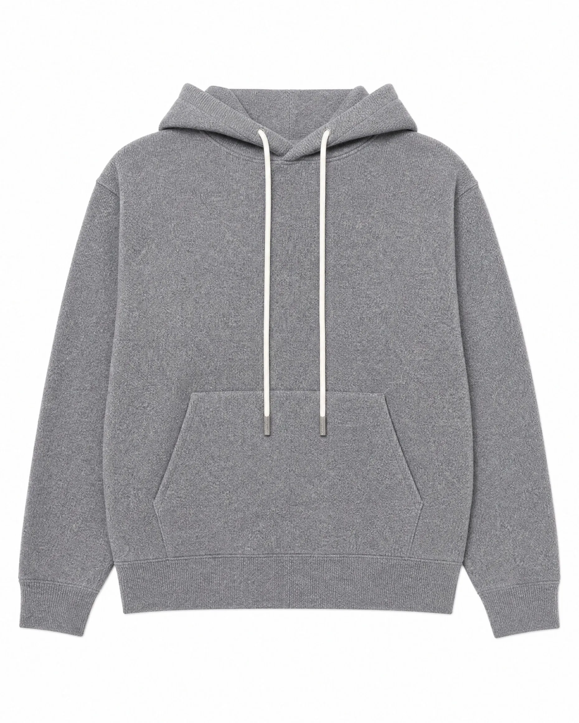 Pull façon sweatshirt en laine mérinos et cachemire gris