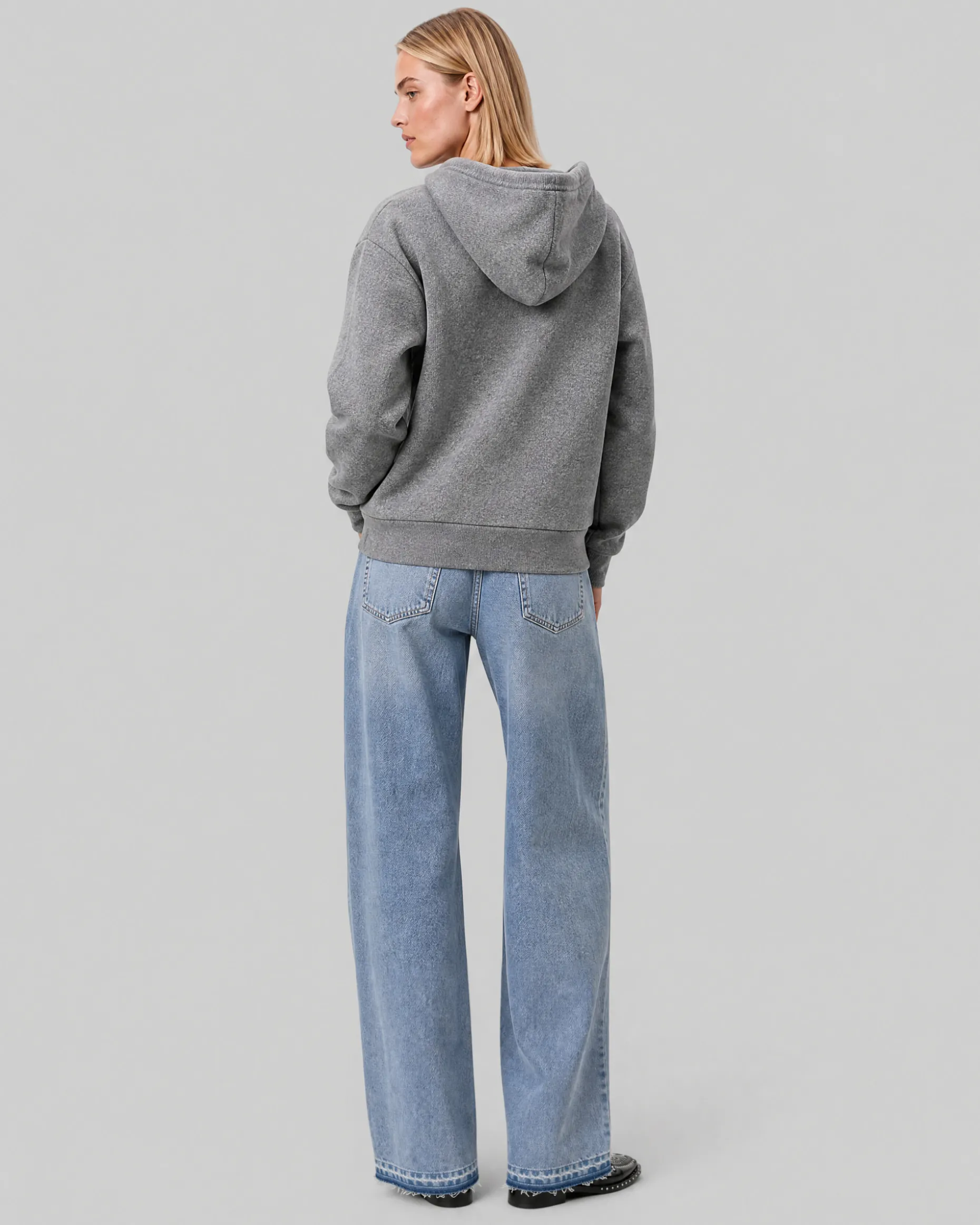 Pull façon sweatshirt en laine mérinos et cachemire gris
