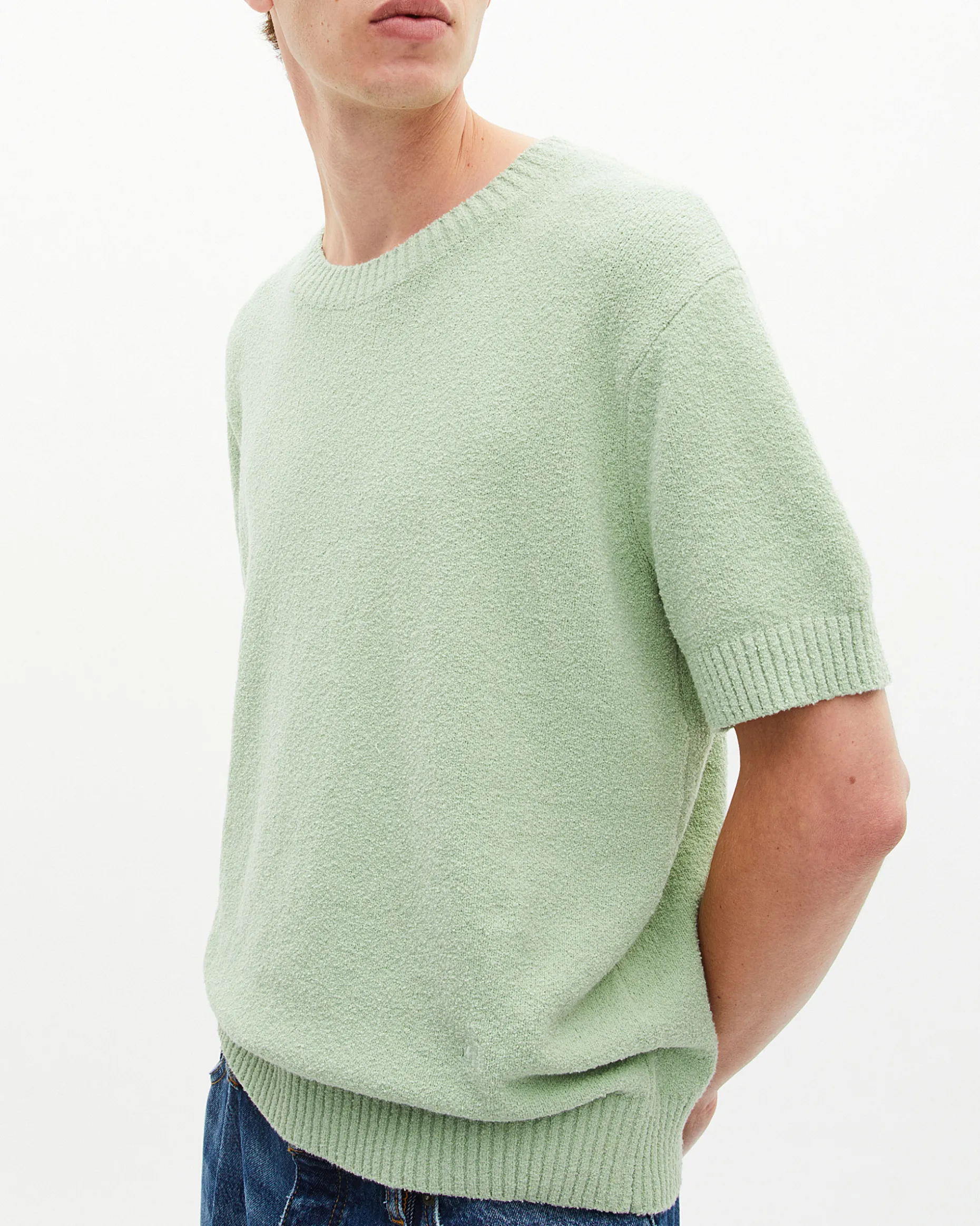 Pull manches courtes vert amande
