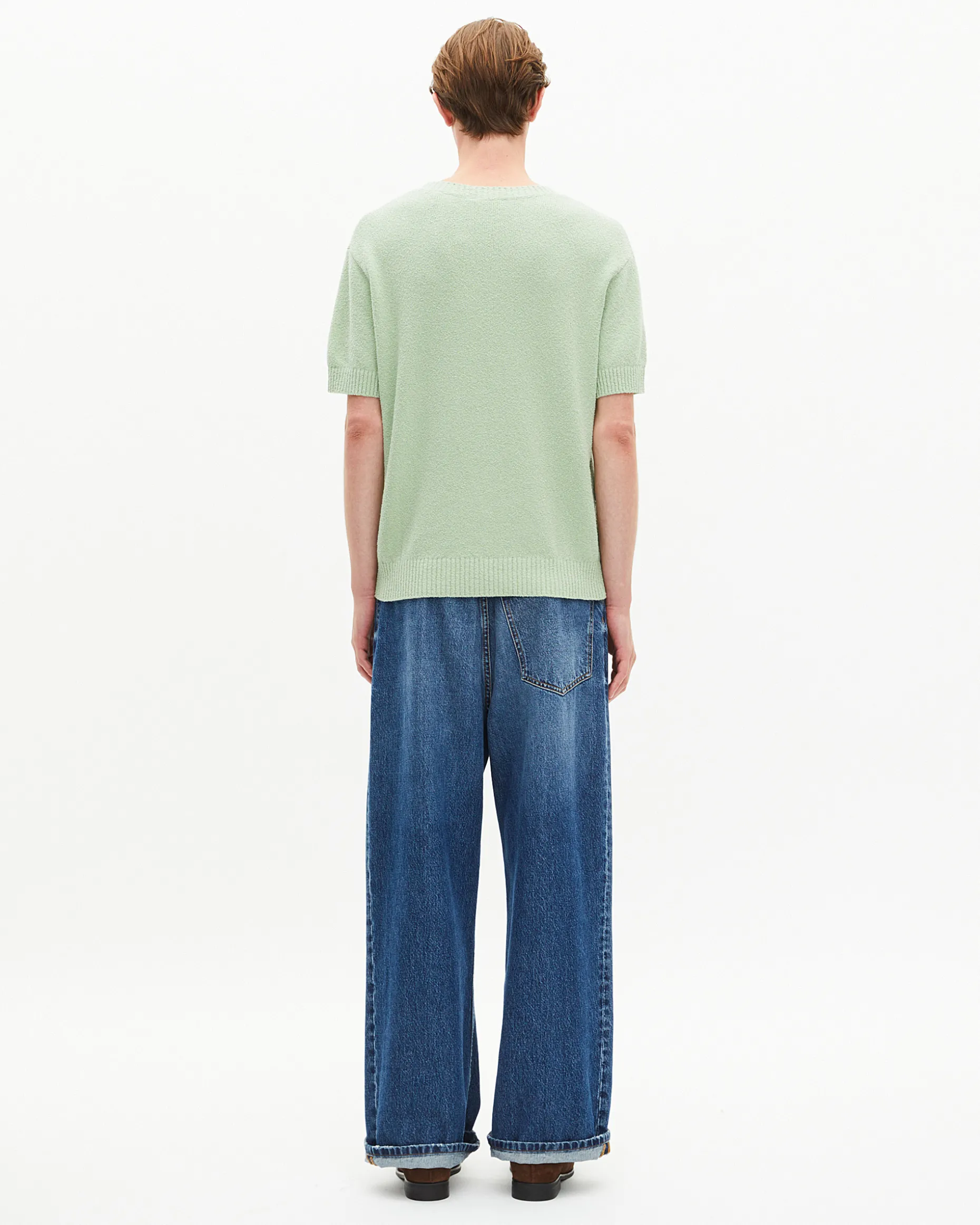 Pull manches courtes vert amande