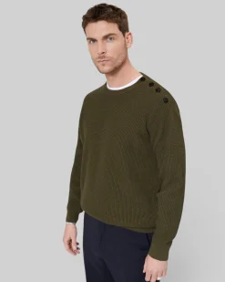 Pull à patte de boutonnage kaki