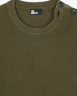Pull à patte de boutonnage kaki