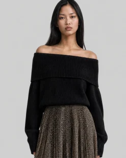 Pull épaules dénudées en laine mérinos