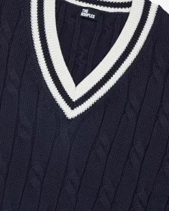 Pull sans manches en coton marine