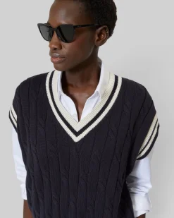 Pull sans manches en coton marine