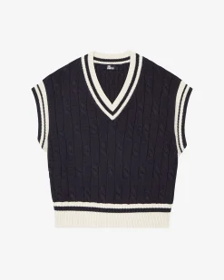 Pull sans manches en coton marine