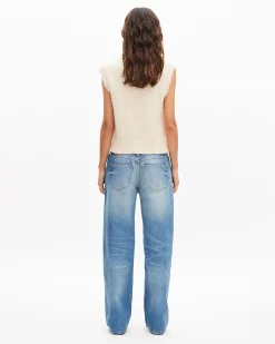 Pull sans manches en laine mélangée écru