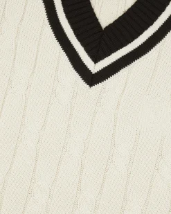 Pull sans manches à torsades beige