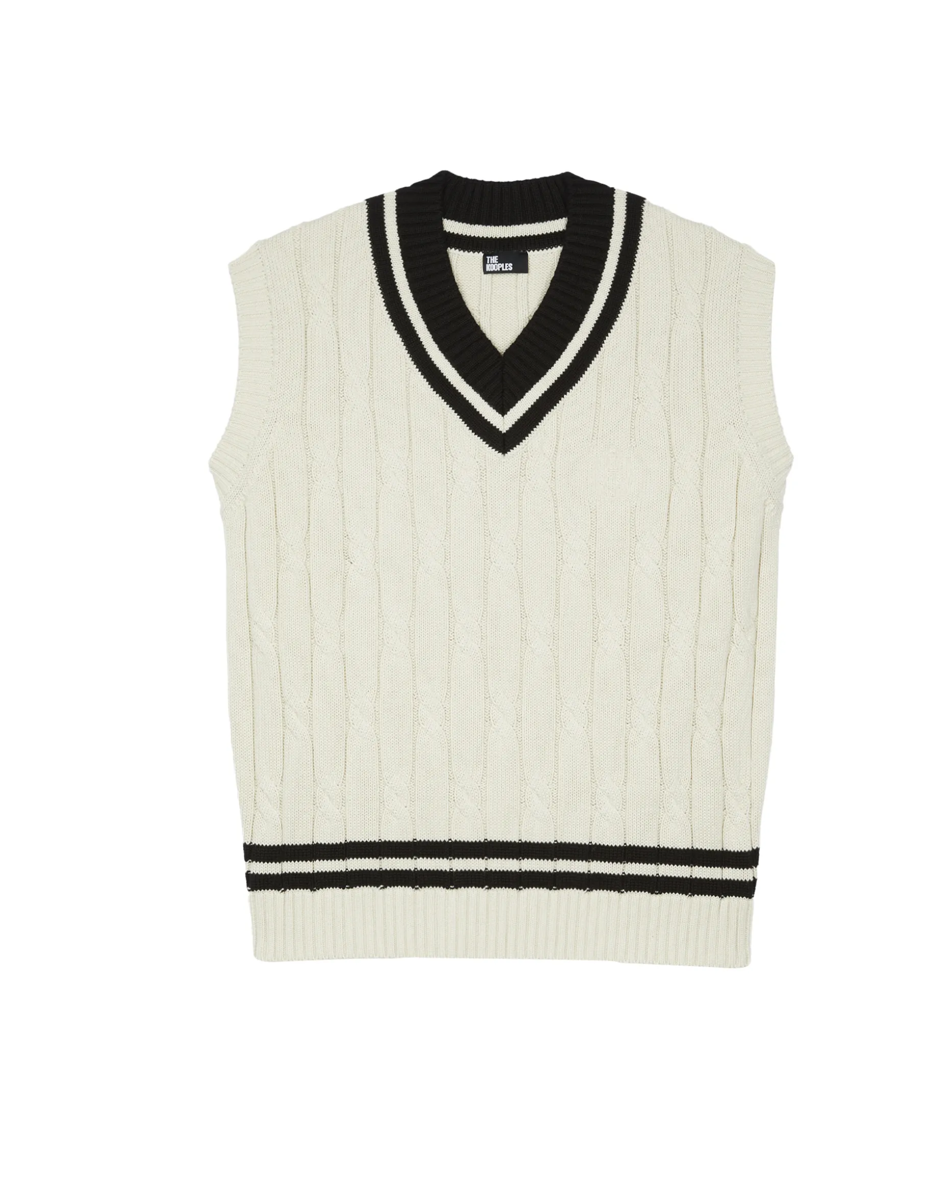 Pull sans manches à torsades beige