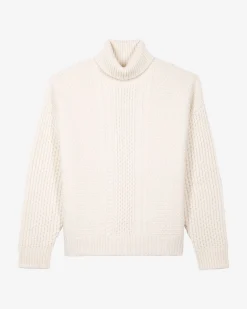 Pull torsadé en laine beige