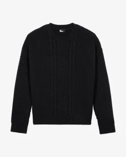 Pull torsadé en laine noir