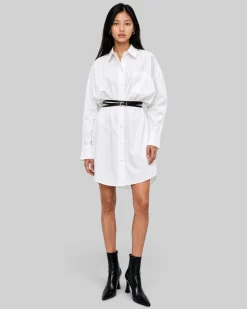 Robe chemise courte en coton blanche