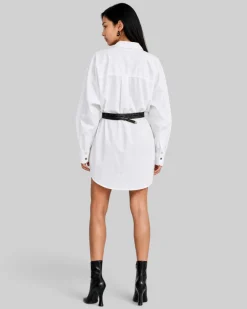 Robe chemise courte en coton blanche