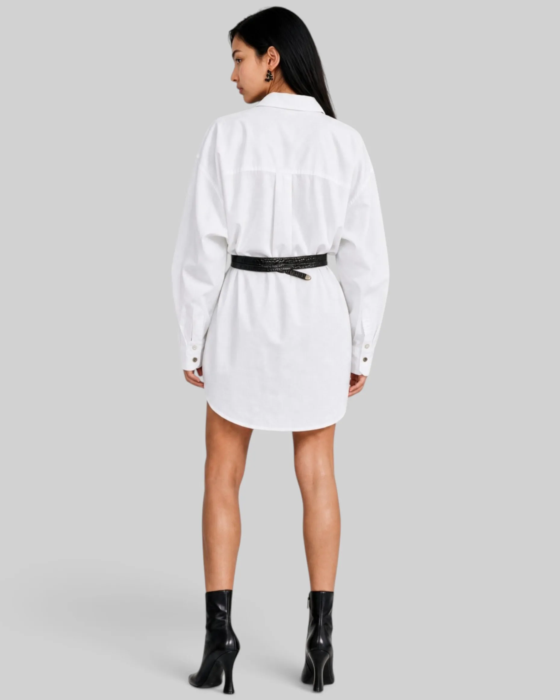 Robe chemise courte en coton blanche