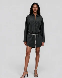 Robe chemise courte en coton noire