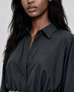 Robe chemise courte en coton noire