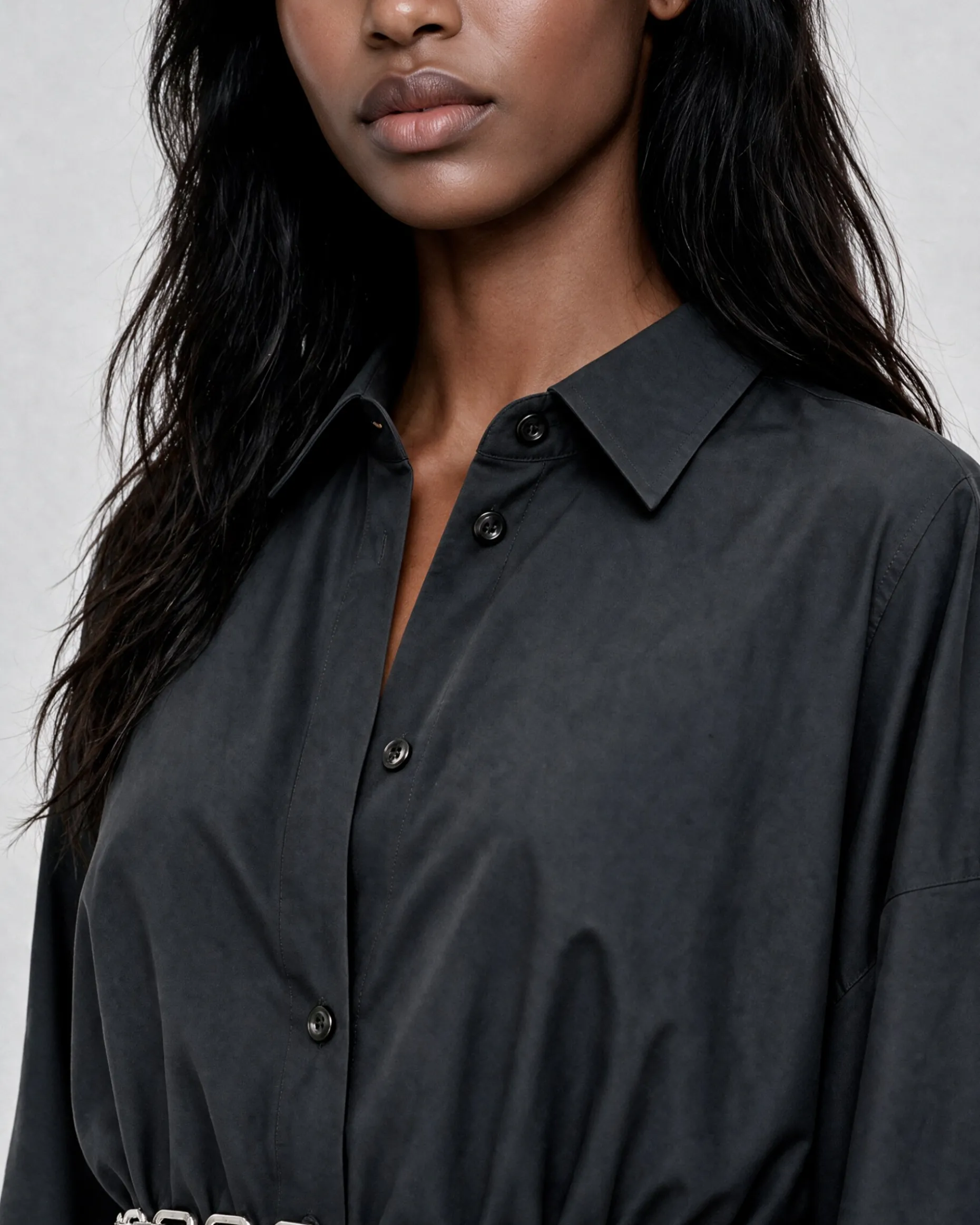 Robe chemise courte en coton noire