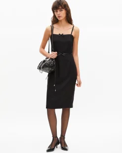 Robe courte avec détails de nœuds noire